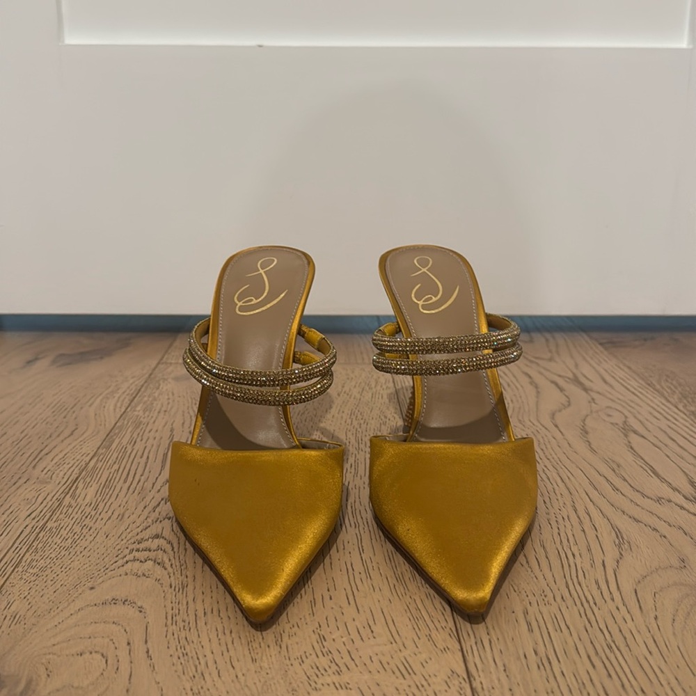 Sam Edelman Gold Mules with Beaded Straps